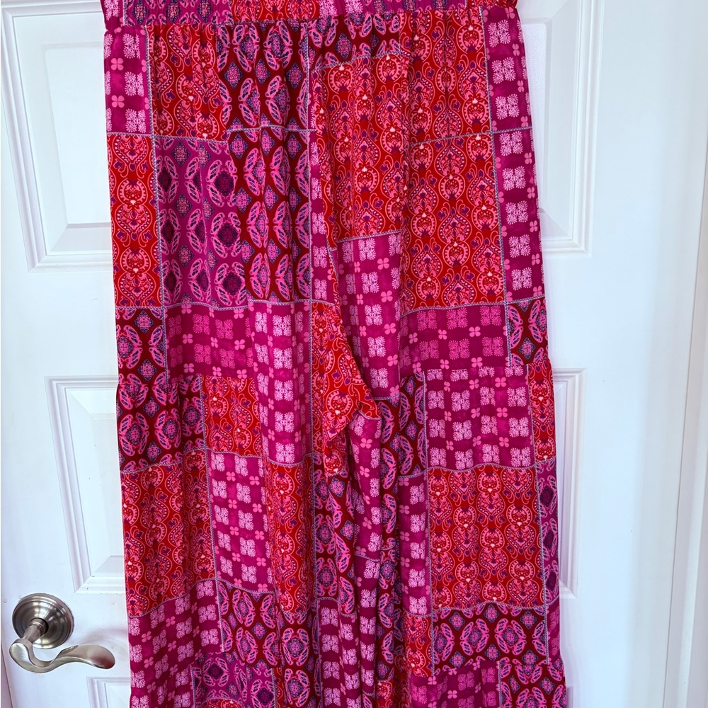 Vibrant Patchwork Wide Leg Pants